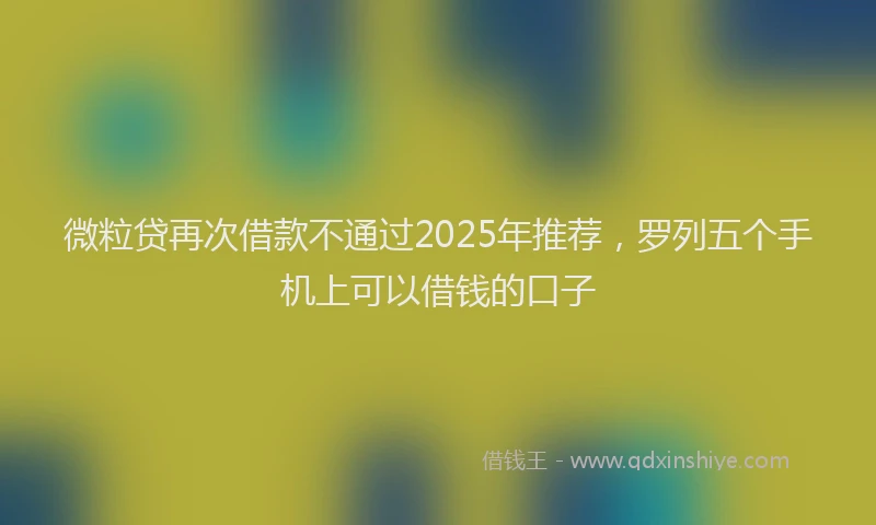 微粒贷再次借款不通过2025年推荐，罗列五个手机上可以借钱的口子
