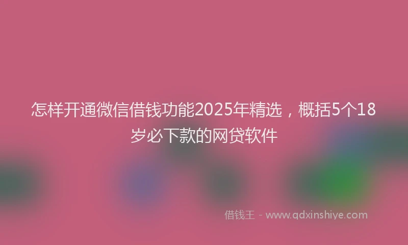 怎样开通微信借钱功能2025年精选，概括5个18岁必下款的网贷软件