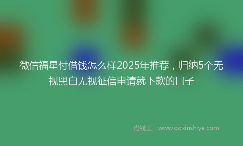 微信福星付借钱怎么样2025年推荐，归纳5个无视黑白无视征信申请就下款的口子