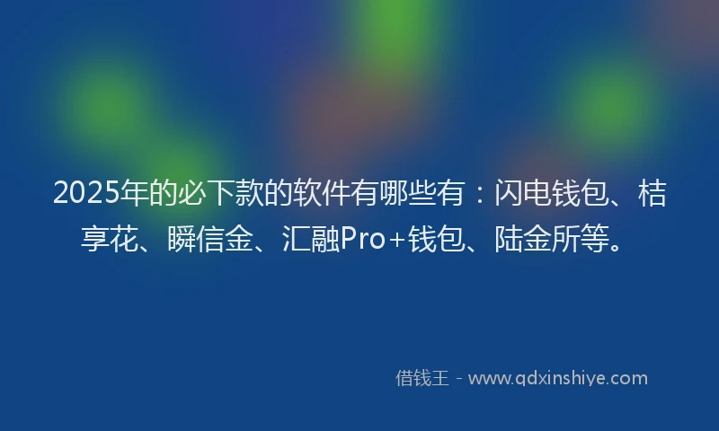 2025年的必下款的软件有哪些有：闪电钱包、桔享花、瞬信金、汇融Pro+钱包、陆金所等。