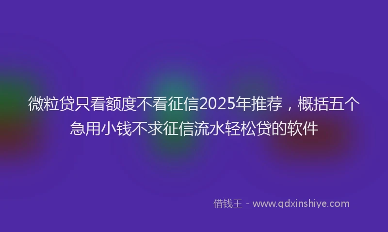 微粒贷只看额度不看征信2025年推荐，概括五个急用小钱不求征信流水轻松贷的软件