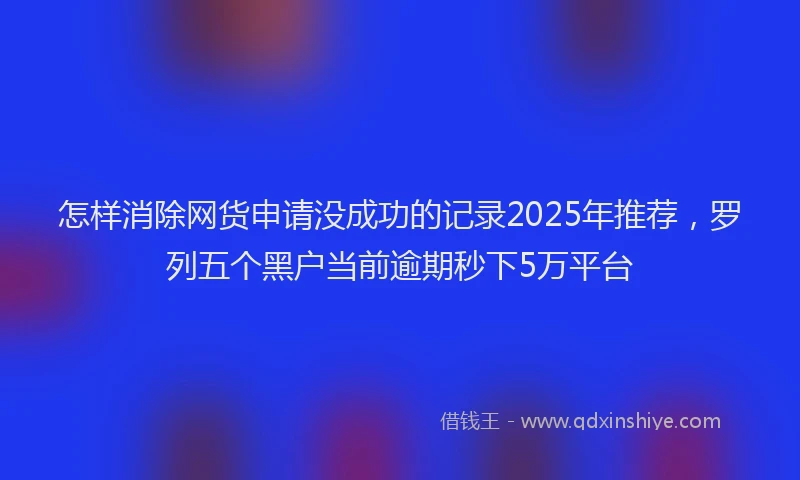 怎样消除网货申请没成功的记录2025年推荐，罗列五个黑户当前逾期秒下5万平台