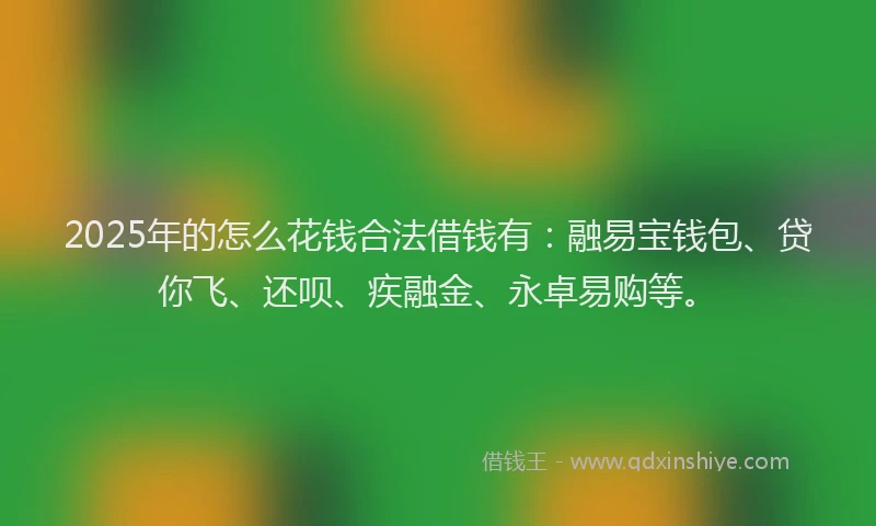2025年的怎么花钱合法借钱有：融易宝钱包、贷你飞、还呗、疾融金、永卓易购等。