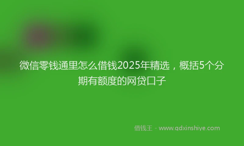 微信零钱通里怎么借钱2025年精选，概括5个分期有额度的网贷口子