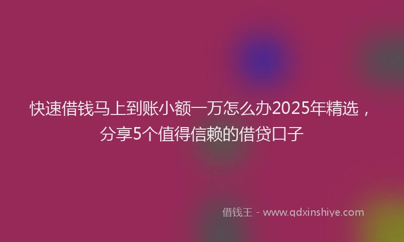 快速借钱马上到账小额一万怎么办2025年精选，分享5个值得信赖的借贷口子