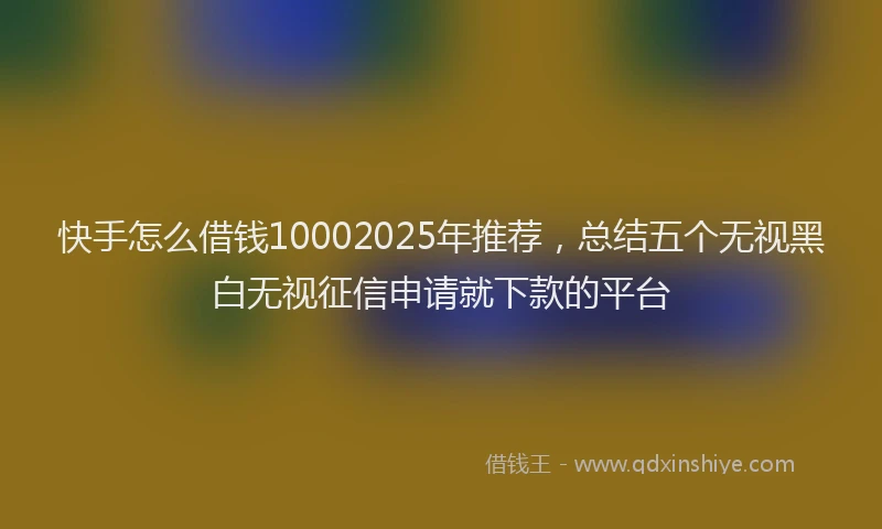 快手怎么借钱10002025年推荐，总结五个无视黑白无视征信申请就下款的平台