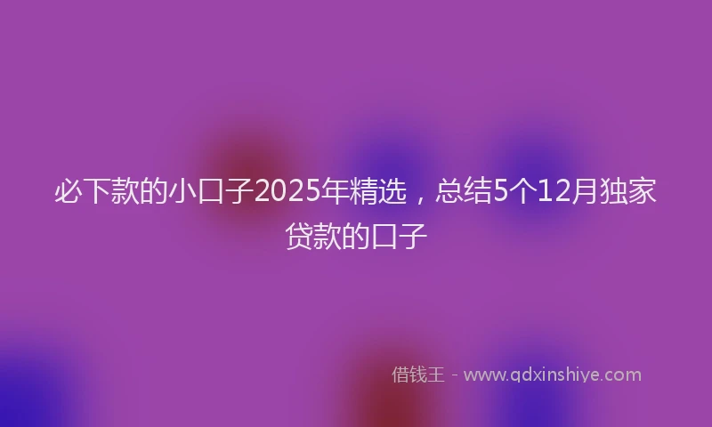必下款的小口子2025年精选，总结5个12月独家贷款的口子