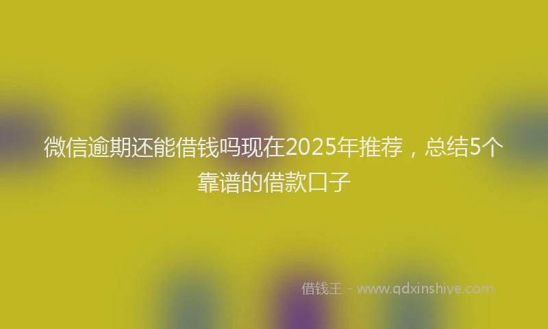 微信逾期还能借钱吗现在2025年推荐，总结5个靠谱的借款口子