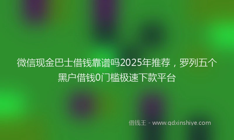 微信现金巴士借钱靠谱吗2025年推荐，罗列五个黑户借钱0门槛极速下款平台