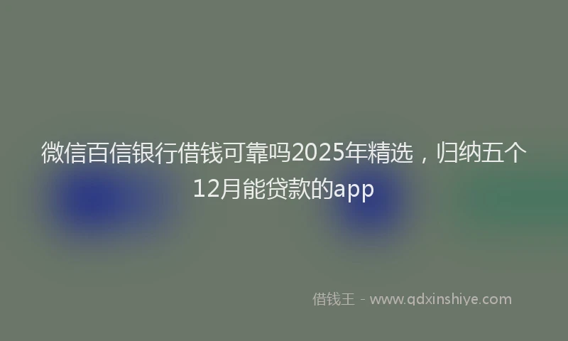 微信百信银行借钱可靠吗2025年精选，归纳五个12月能贷款的app