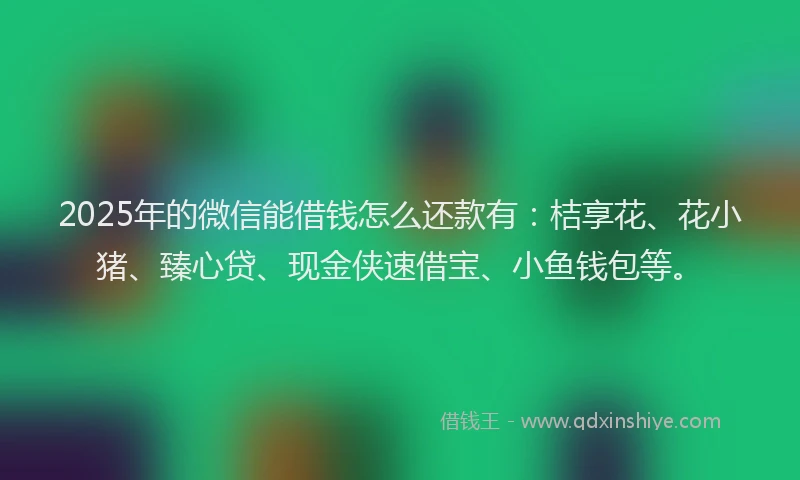 2025年的微信能借钱怎么还款有：桔享花、花小猪、臻心贷、现金侠速借宝、小鱼钱包等。