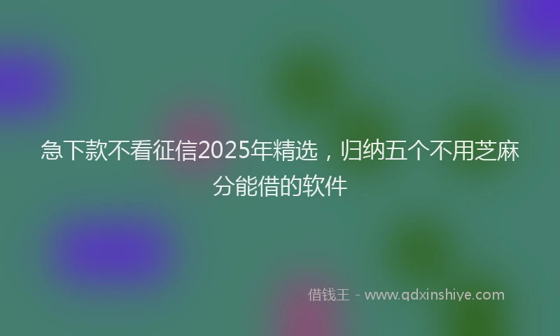 急下款不看征信2025年精选，归纳五个不用芝麻分能借的软件