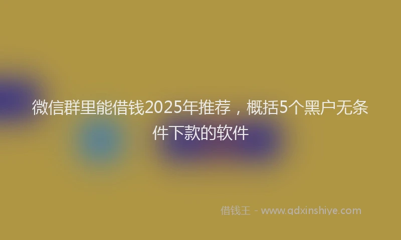 微信群里能借钱2025年推荐，概括5个黑户无条件下款的软件