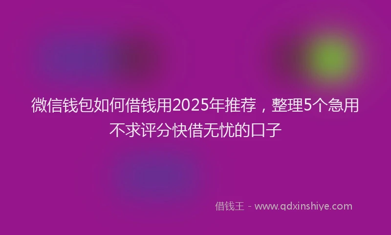 微信钱包如何借钱用2025年推荐，整理5个急用不求评分快借无忧的口子