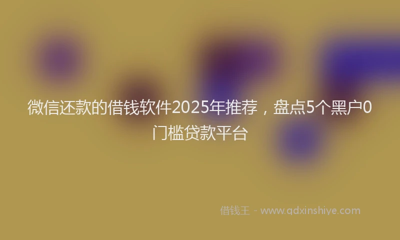 微信还款的借钱软件2025年推荐，盘点5个黑户0门槛贷款平台