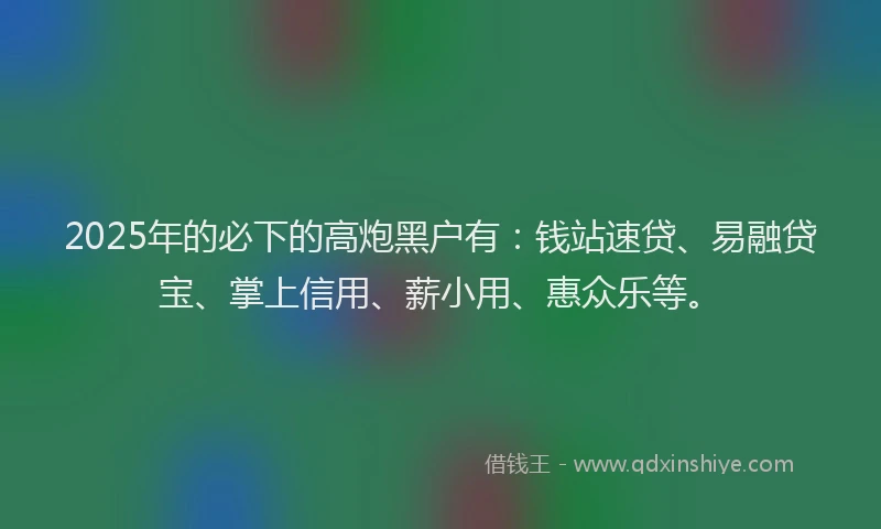 2025年的必下的高炮黑户有：钱站速贷、易融贷宝、掌上信用、薪小用、惠众乐等。