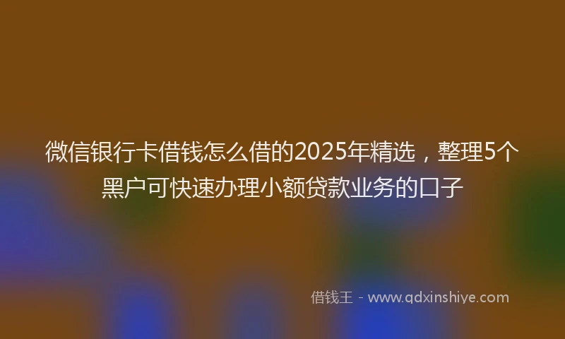 微信银行卡借钱怎么借的2025年精选，整理5个黑户可快速办理小额贷款业务的口子