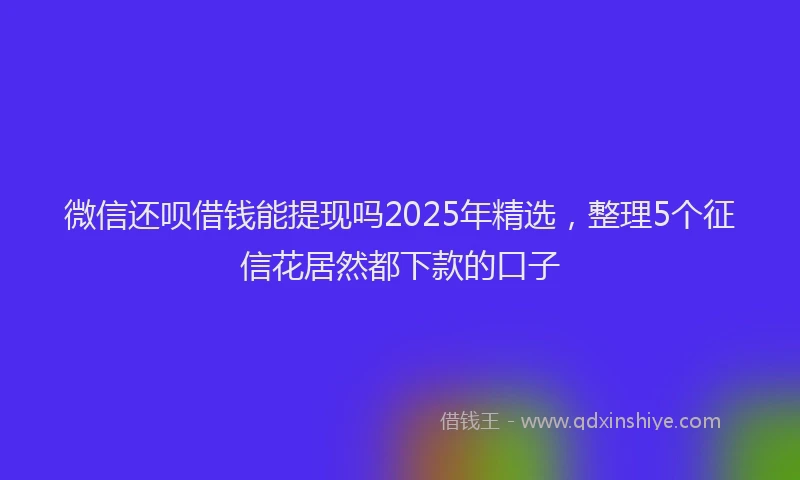 微信还呗借钱能提现吗2025年精选，整理5个征信花居然都下款的口子