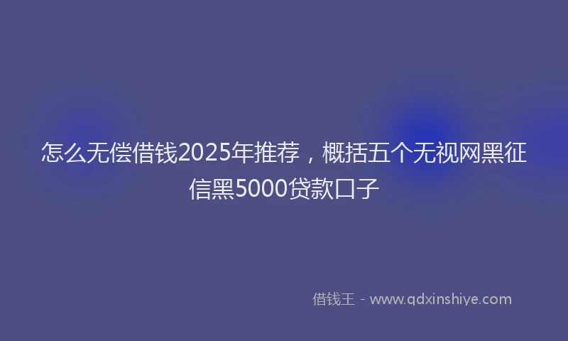 怎么无偿借钱2025年推荐，概括五个无视网黑征信黑5000贷款口子
