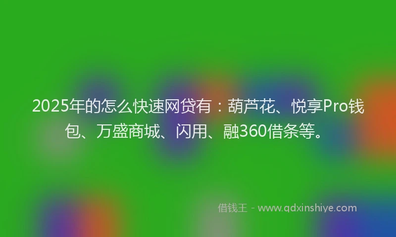 2025年的怎么快速网贷有：葫芦花、悦享Pro钱包、万盛商城、闪用、融360借条等。