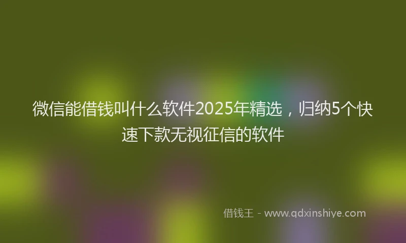微信能借钱叫什么软件2025年精选，归纳5个快速下款无视征信的软件