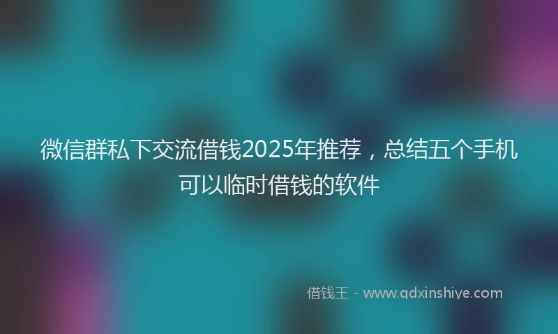 微信群私下交流借钱2025年推荐，总结五个手机可以临时借钱的软件