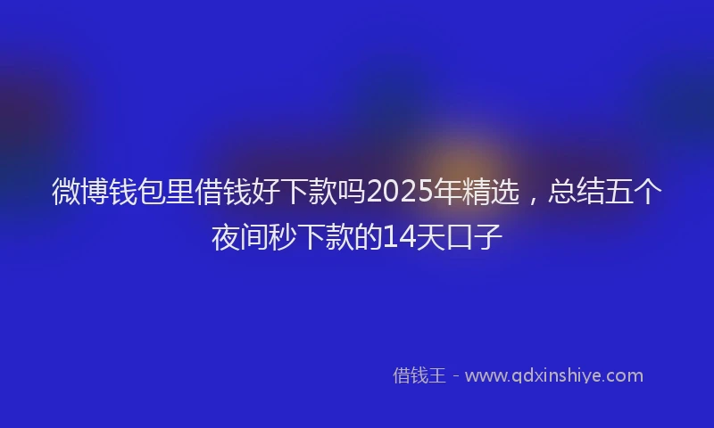 微博钱包里借钱好下款吗2025年精选，总结五个夜间秒下款的14天口子