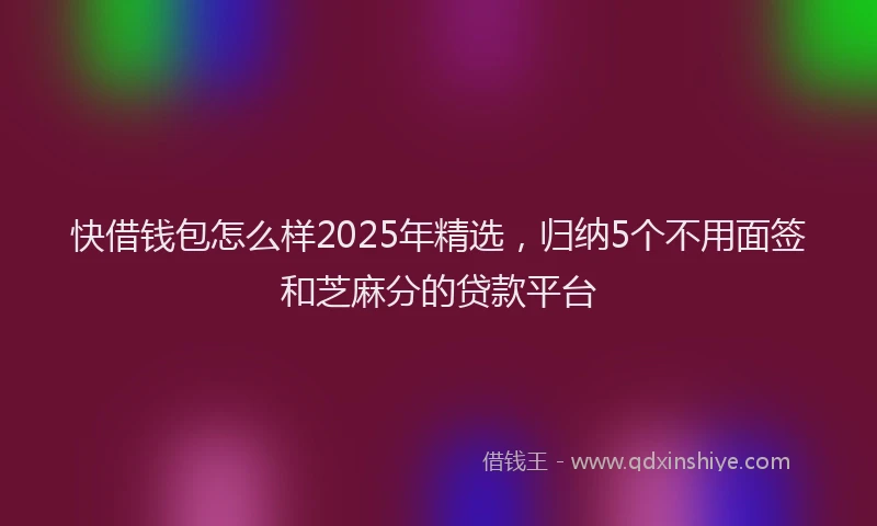 快借钱包怎么样2025年精选，归纳5个不用面签和芝麻分的贷款平台