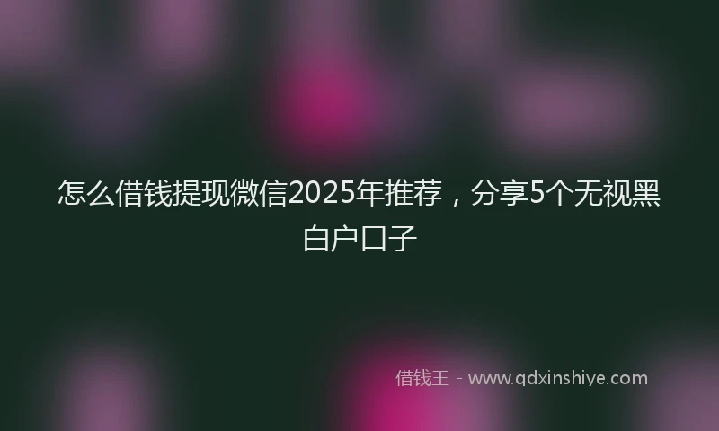 怎么借钱提现微信2025年推荐，分享5个无视黑白户口子