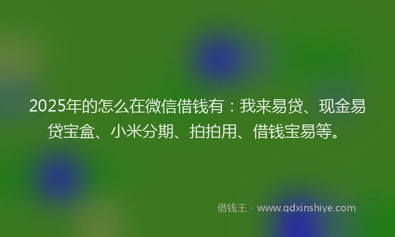 2025年的怎么在微信借钱有：我来易贷、现金易贷宝盒、小米分期、拍拍用、借钱宝易等。