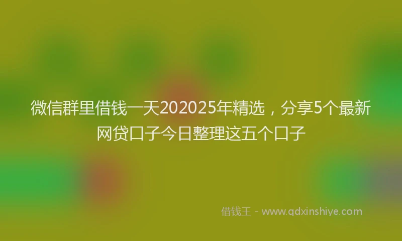 微信群里借钱一天202025年精选，分享5个最新网贷口子今日整理这五个口子