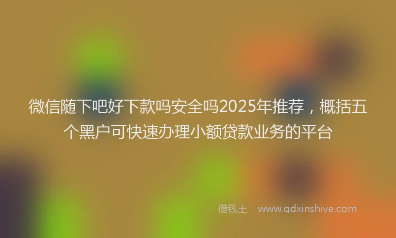 微信随下吧好下款吗安全吗2025年推荐，概括五个黑户可快速办理小额贷款业务的平台