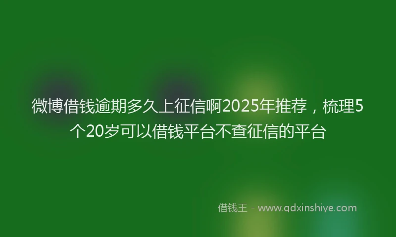 微博借钱逾期多久上征信啊2025年推荐，梳理5个20岁可以借钱平台不查征信的平台