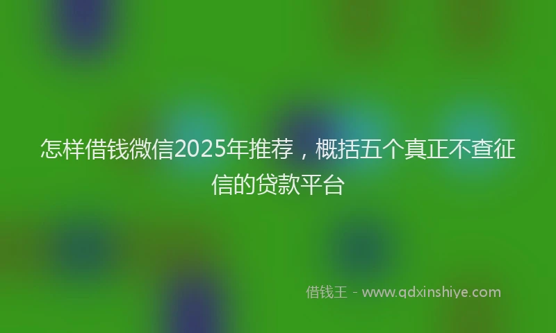 怎样借钱微信2025年推荐，概括五个真正不查征信的贷款平台
