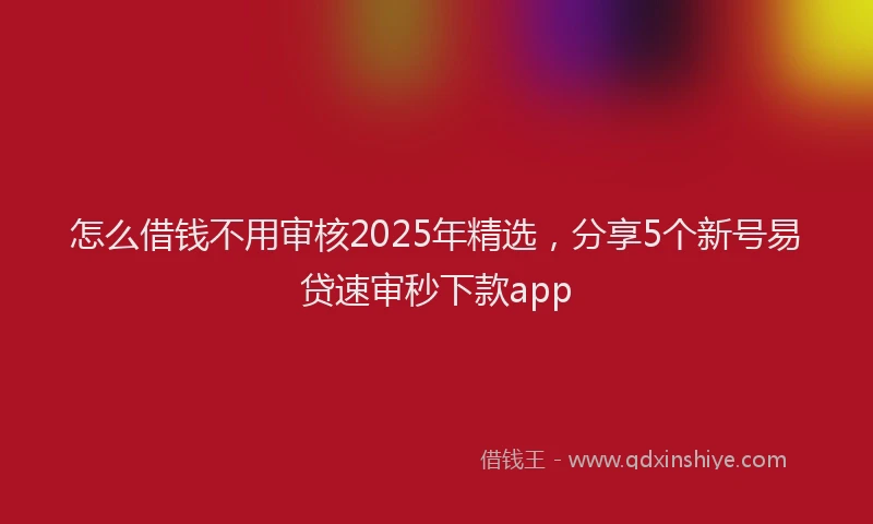 怎么借钱不用审核2025年精选，分享5个新号易贷速审秒下款app
