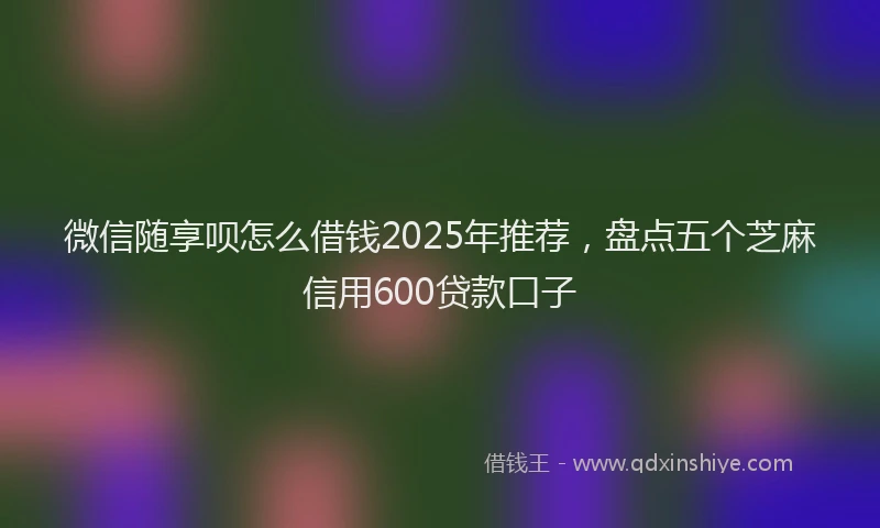 微信随享呗怎么借钱2025年推荐，盘点五个芝麻信用600贷款口子