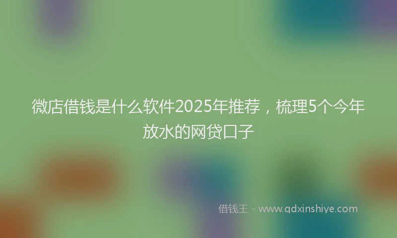 微店借钱是什么软件2025年推荐，梳理5个今年放水的网贷口子