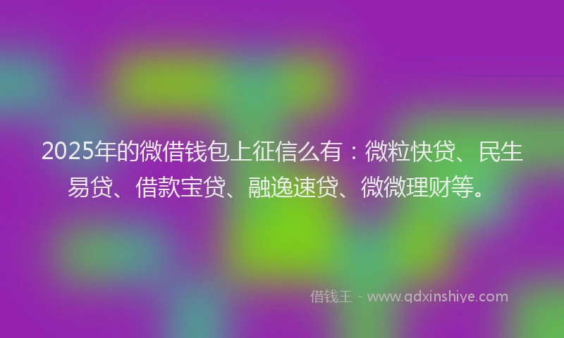 2025年的微借钱包上征信么有：微粒快贷、民生易贷、借款宝贷、融逸速贷、微微理财等。