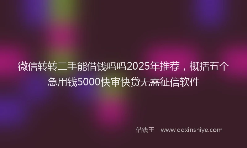 微信转转二手能借钱吗吗2025年推荐，概括五个急用钱5000快审快贷无需征信软件