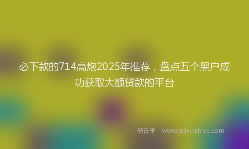 必下款的714高炮2025年推荐，盘点五个黑户成功获取大额贷款的平台