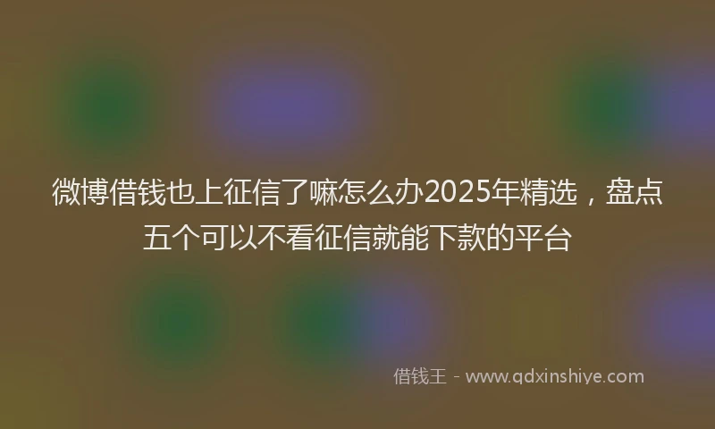 微博借钱也上征信了嘛怎么办2025年精选，盘点五个可以不看征信就能下款的平台
