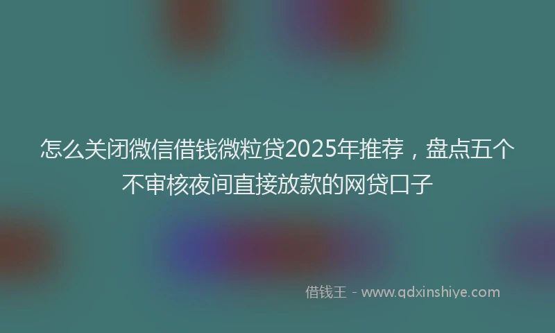怎么关闭微信借钱微粒贷2025年推荐，盘点五个不审核夜间直接放款的网贷口子