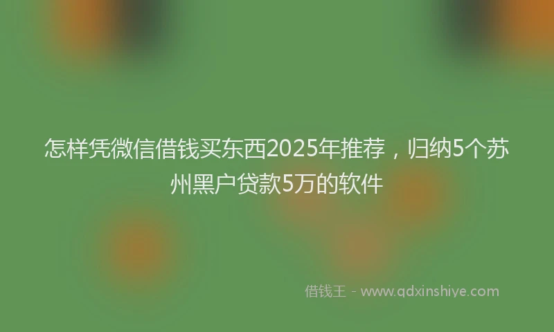 怎样凭微信借钱买东西2025年推荐，归纳5个苏州黑户贷款5万的软件
