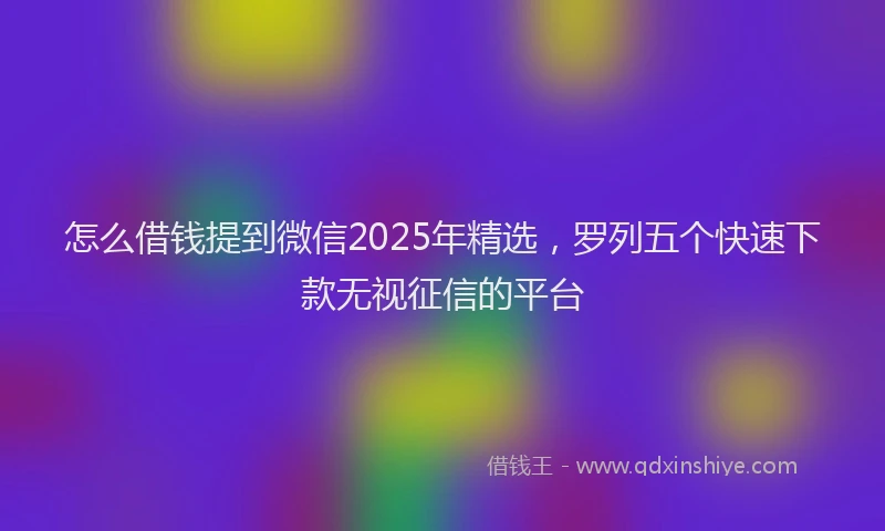 怎么借钱提到微信2025年精选，罗列五个快速下款无视征信的平台