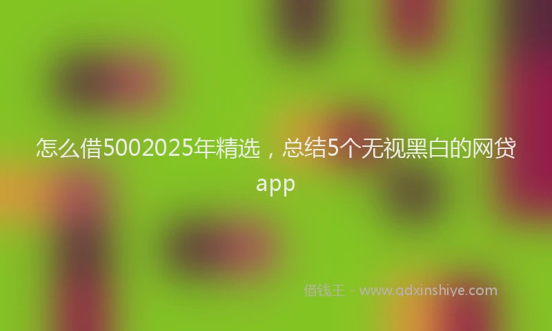 怎么借5002025年精选，总结5个无视黑白的网贷app