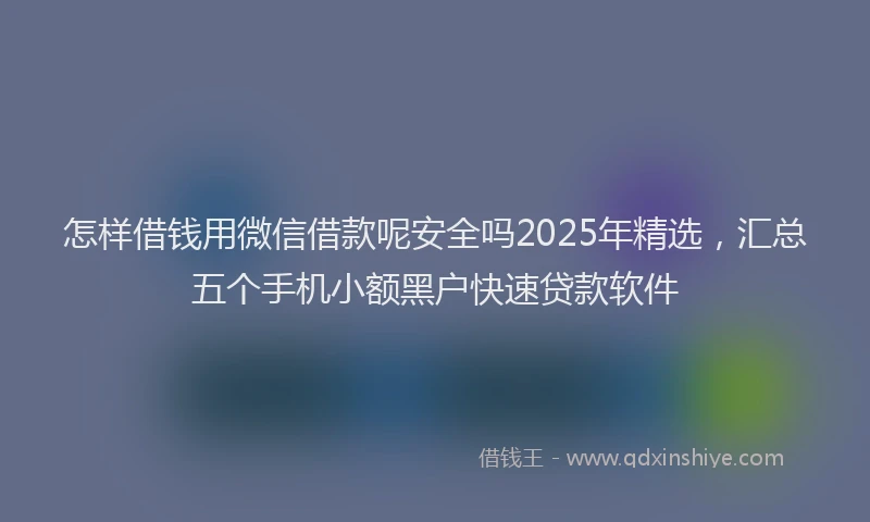 怎样借钱用微信借款呢安全吗2025年精选，汇总五个手机小额黑户快速贷款软件
