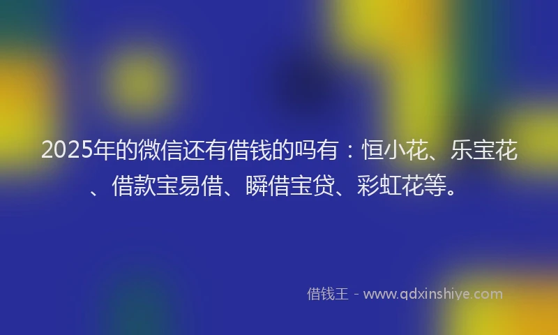 2025年的微信还有借钱的吗有：恒小花、乐宝花、借款宝易借、瞬借宝贷、彩虹花等。