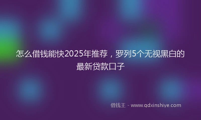 怎么借钱能快2025年推荐，罗列5个无视黑白的最新贷款口子