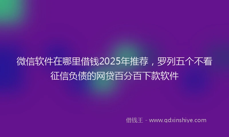 微信软件在哪里借钱2025年推荐，罗列五个不看征信负债的网贷百分百下款软件