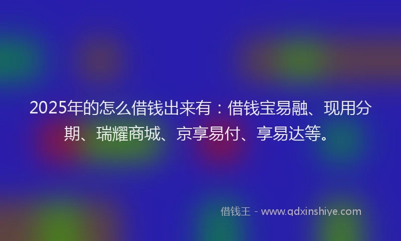 2025年的怎么借钱出来有：借钱宝易融、现用分期、瑞耀商城、京享易付、享易达等。